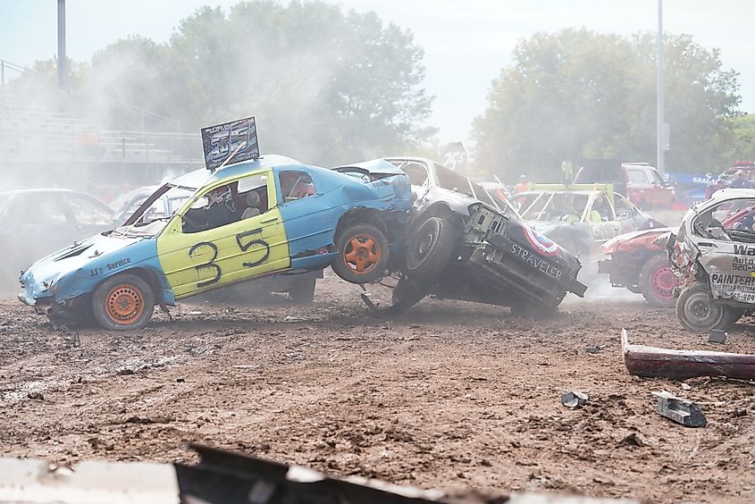 A demolition derby in Oshkosh, Wisconsin.