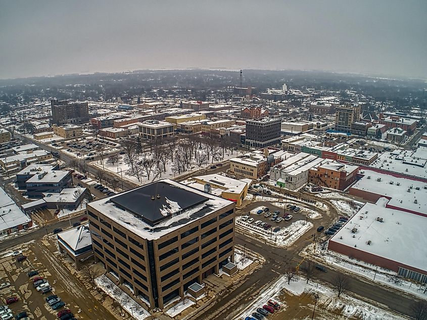 Aerial view of Mason City, Iowa