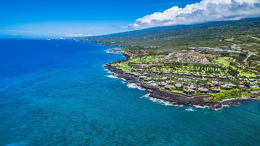 Aerial view of Kailua-Kona, Big Island, Hawaii. Via Shutterstock / atommy