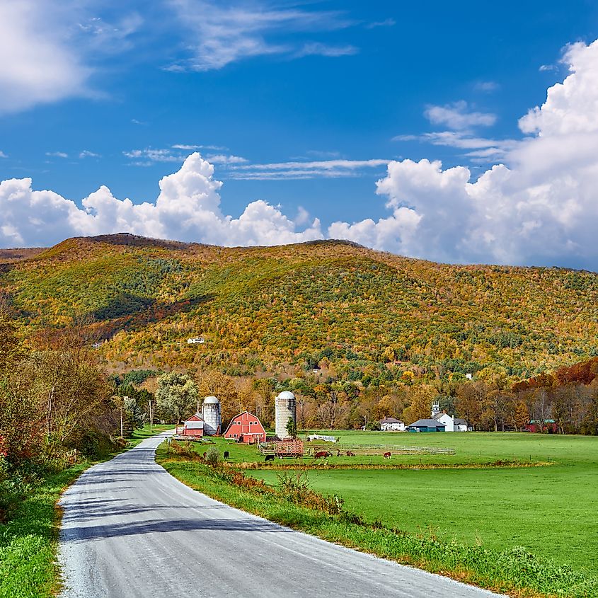 Farm with red barn in Arlington, Vermont.