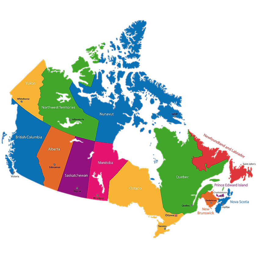 Map Of Canada And Its Provinces Capital Cities Of Canada's Provinces/Territories - Worldatlas