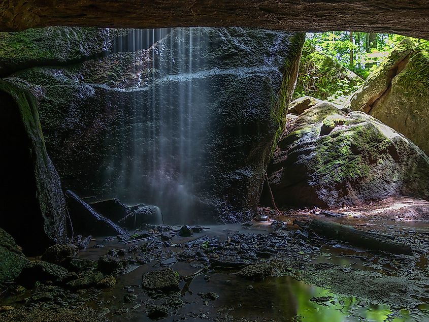 A waterfall at the Nelson-Kennedy Ledges State Park.