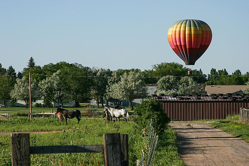 Annual hot air balloon festival in Riverton, Wyoming. Editorial credit: ﹏﹏﹏﹏﹏ / Shutterstock.com