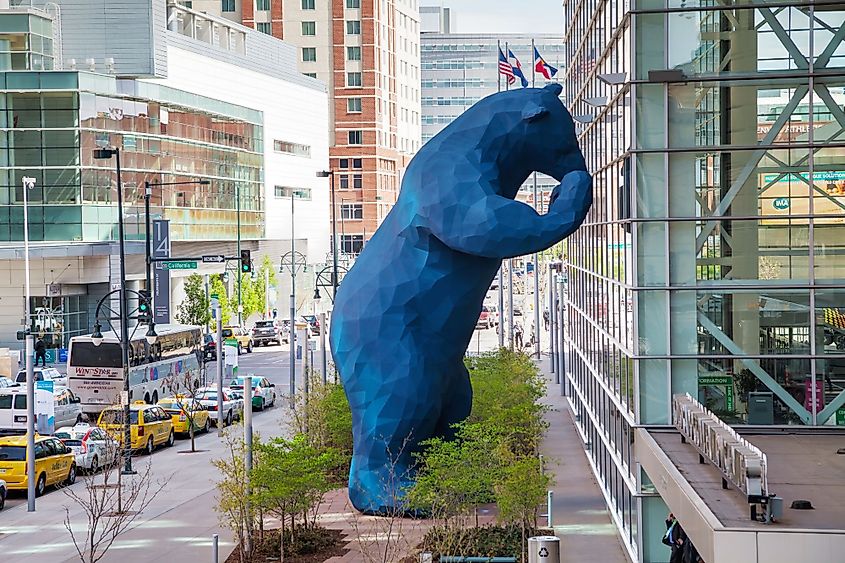 The big blue bear at Colorado Convention Center in Denver, Colorado.