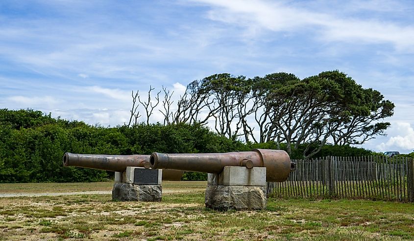 WW2 cannons at Fort Fisher State Historic Site North Carolina