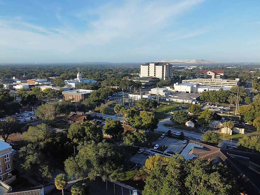 Sunrise over downtown Bartow, Florida.
