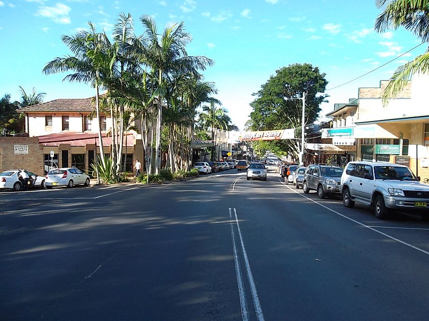 Byron Street, Bangalow's main street. 