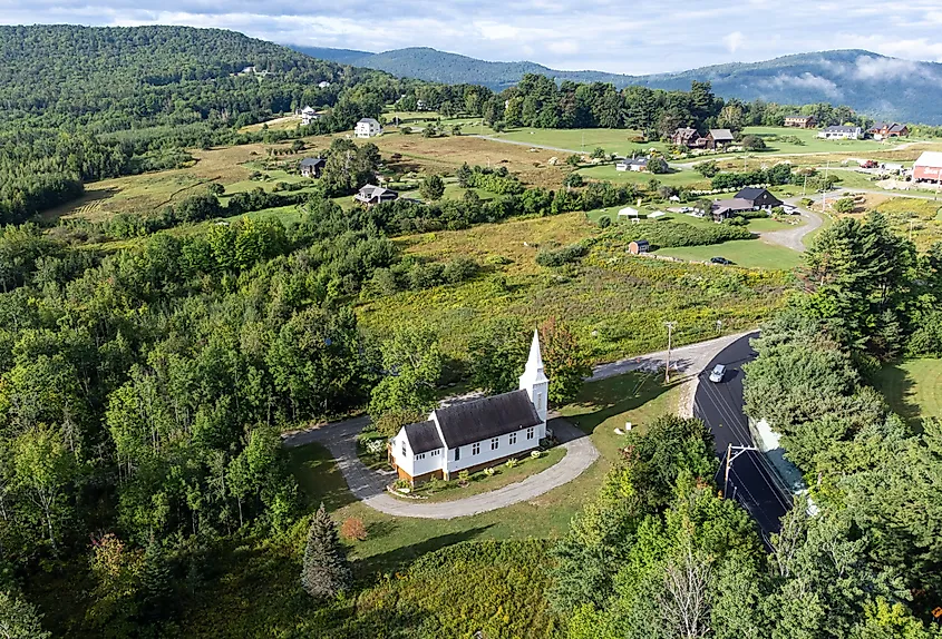 Aerial view of Sugar Hill, New Hampshire.