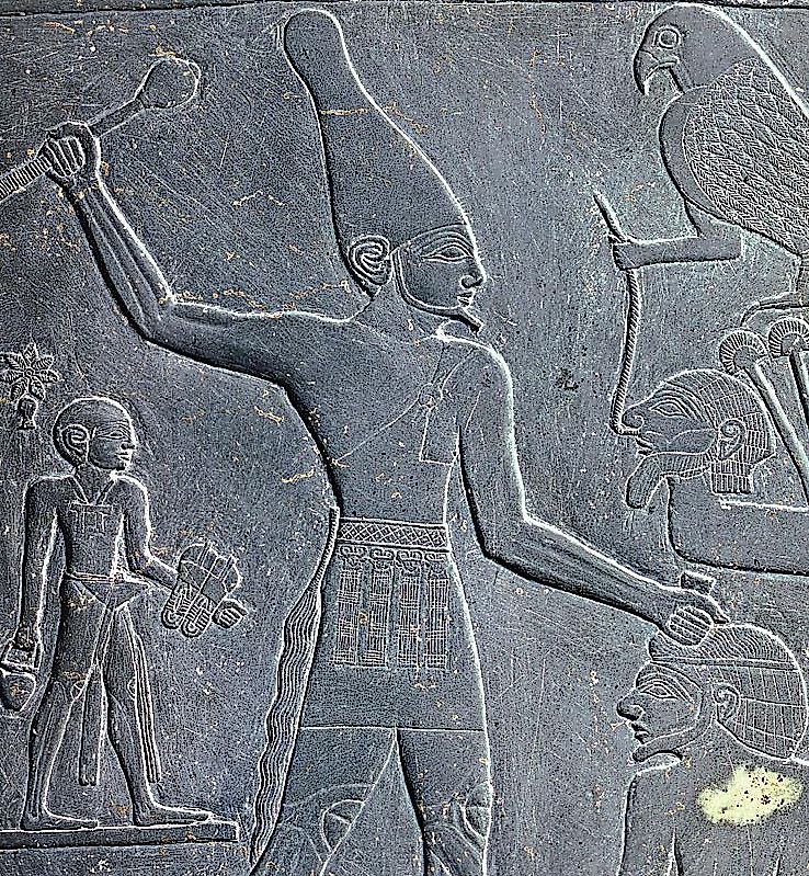 A carved image of the ancient Egyptian king Narmer.