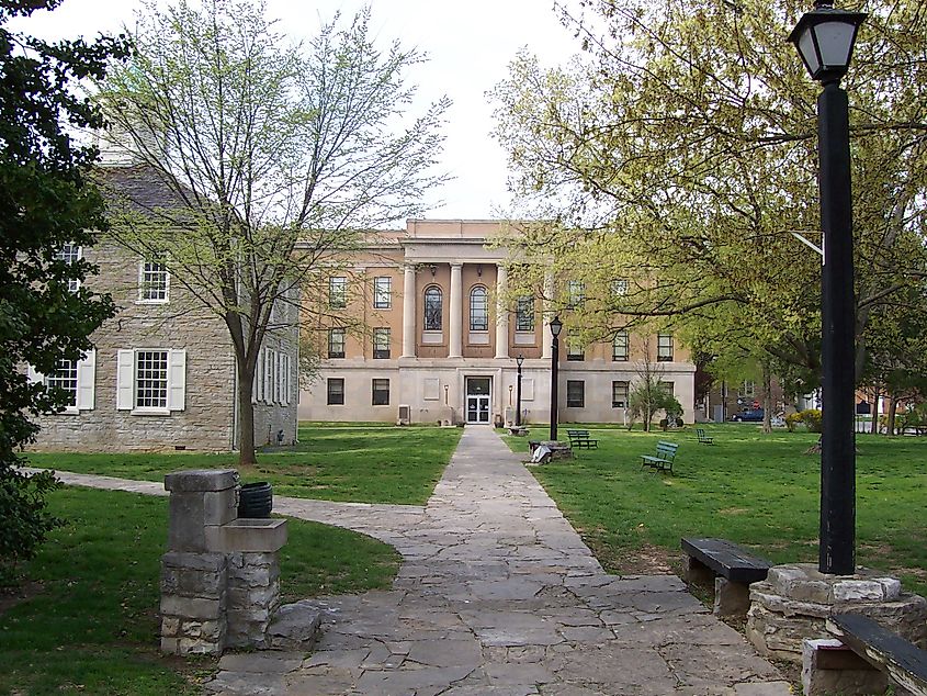 The historic town square in Corydon, Indiana