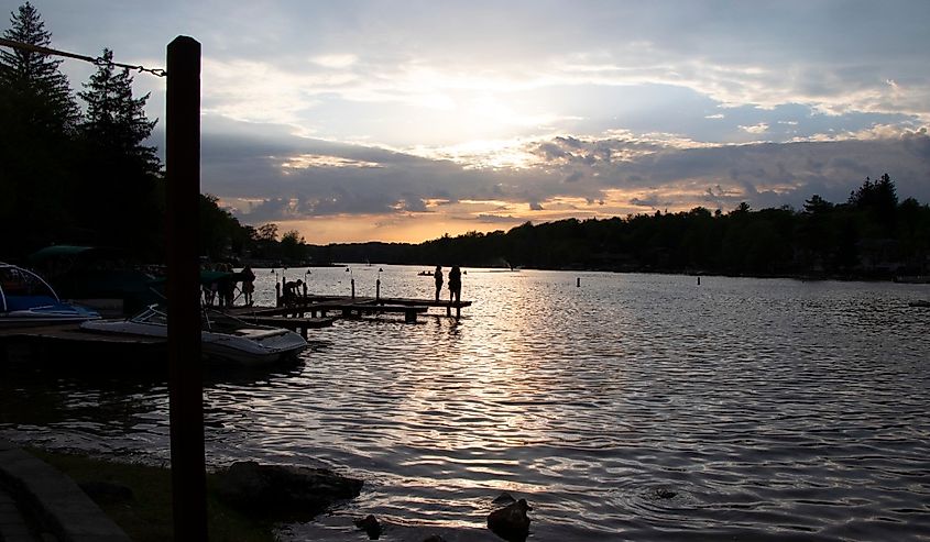 Dark shot of Lake Harmony in the Poconos