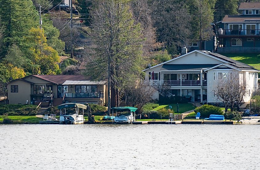 Lake front homes in Penn Valley.
