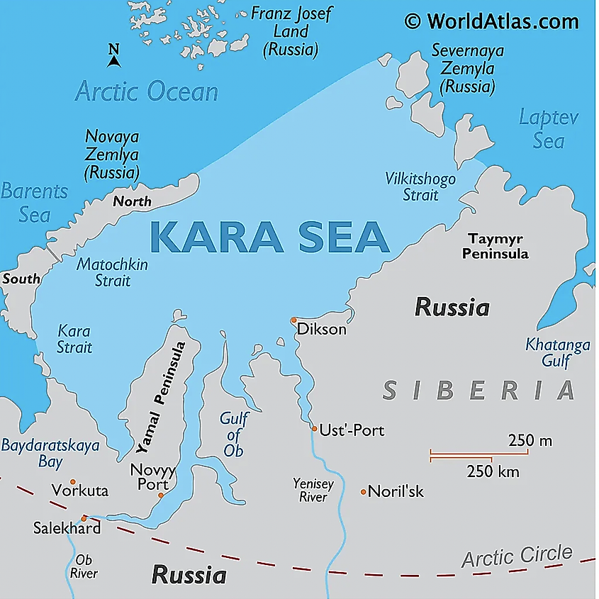 The Baydaratskaya Bay on map.