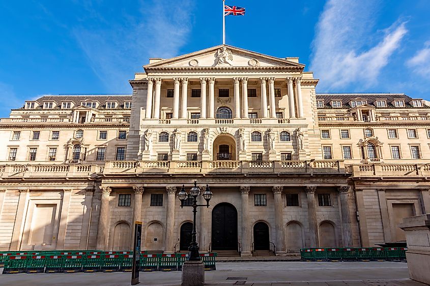 Bank of England building in City of London, UK