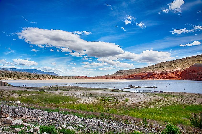 Bighorn Lake, a reservoir in the Bighorn Canyon in Northern Wyoming and southern Montana