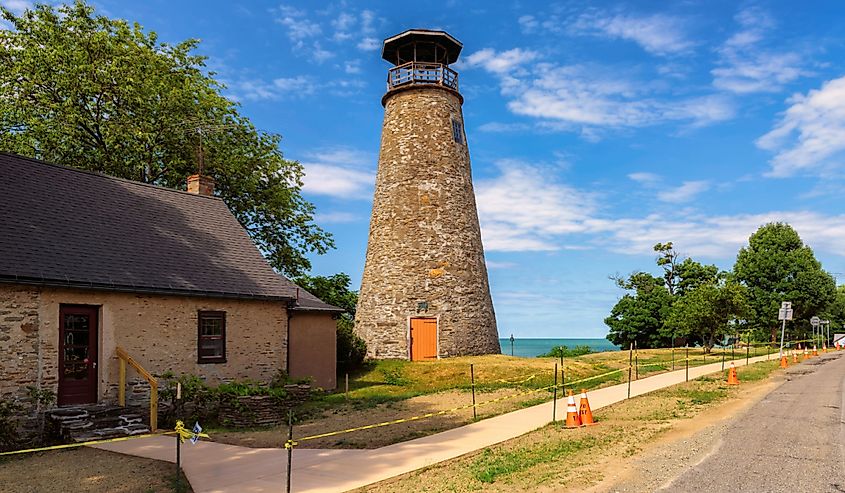 Barcelona Lighthouse in Barcelona Harbor on Lake Erie in the Town of Westfield, New York.