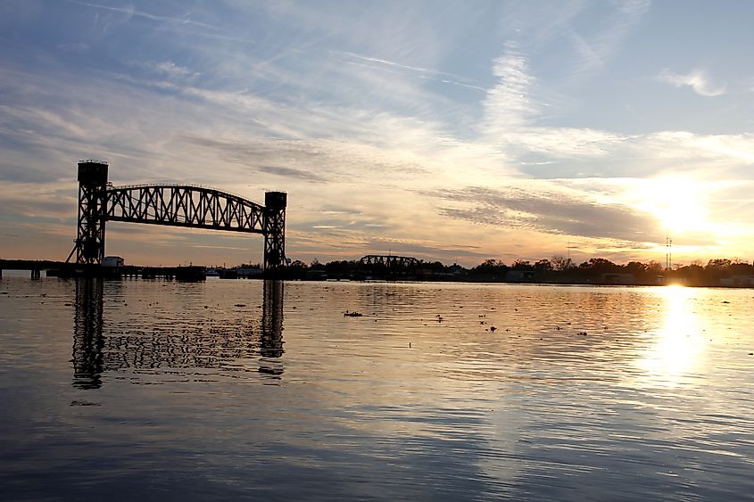 The Atchafalaya River in Morgan City, Louisiana.