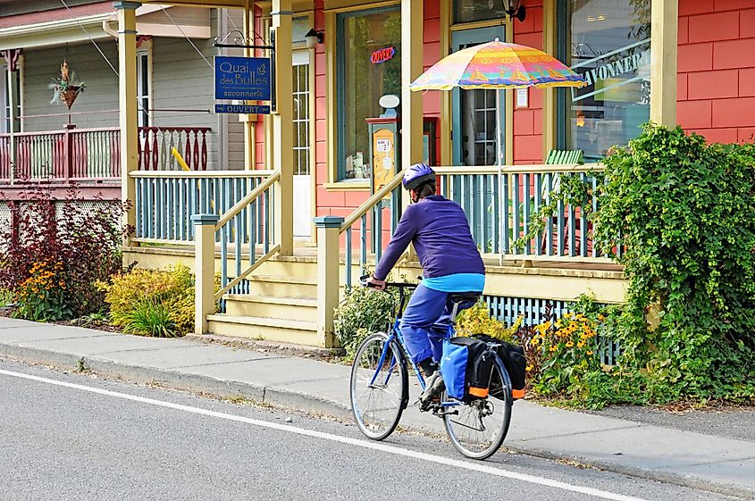 Person biking in Kamouraska, Quebec