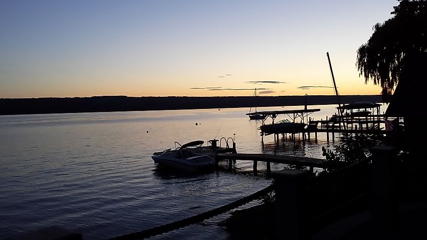Sunset on Cayuga Lake, the longest of the Finger Lakes.