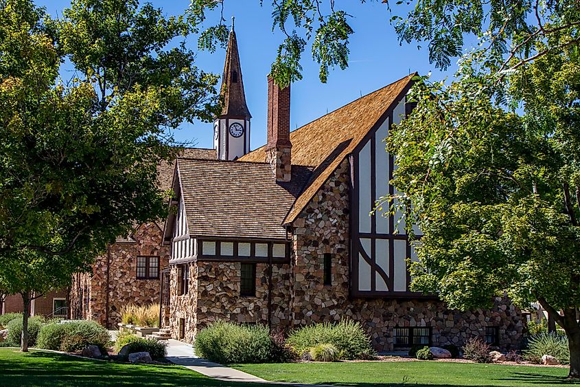 The historic LDS Rock Church in Cedar City, Utah.