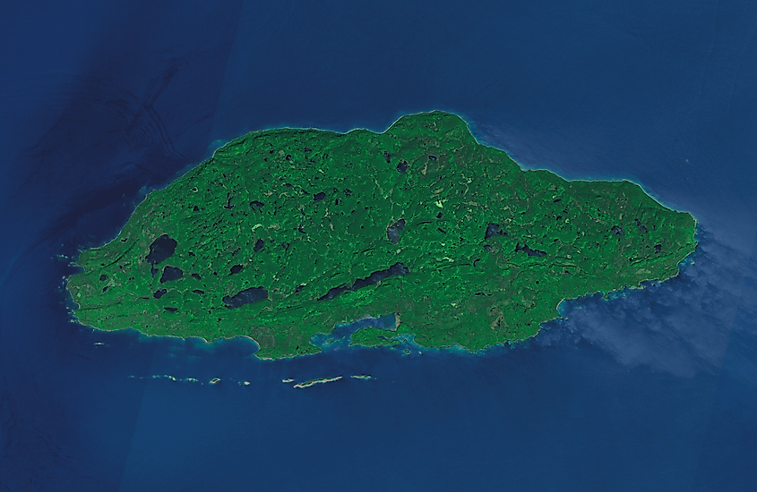 A satellite view of Michipicoten Island