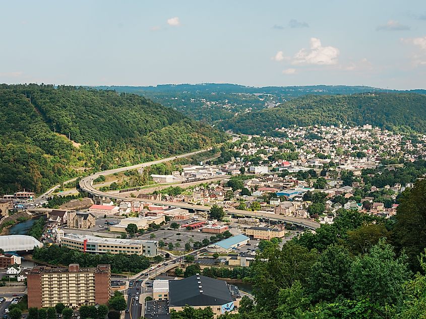 View from the top of the Johnstown Inclined Plane in Johnstown, Pennsylvania.