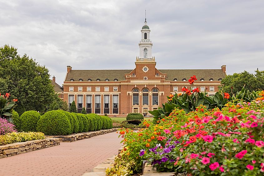 Edmon Low Library on the campus of Oklahoma State University in Stillwater, Oklahoma.