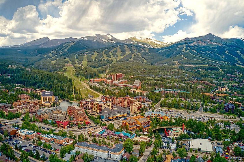 Aerial view of the town of Breckenridge, Colorado.