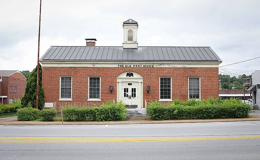 An Old Post Office building on the main street in Waverly, Tennessee