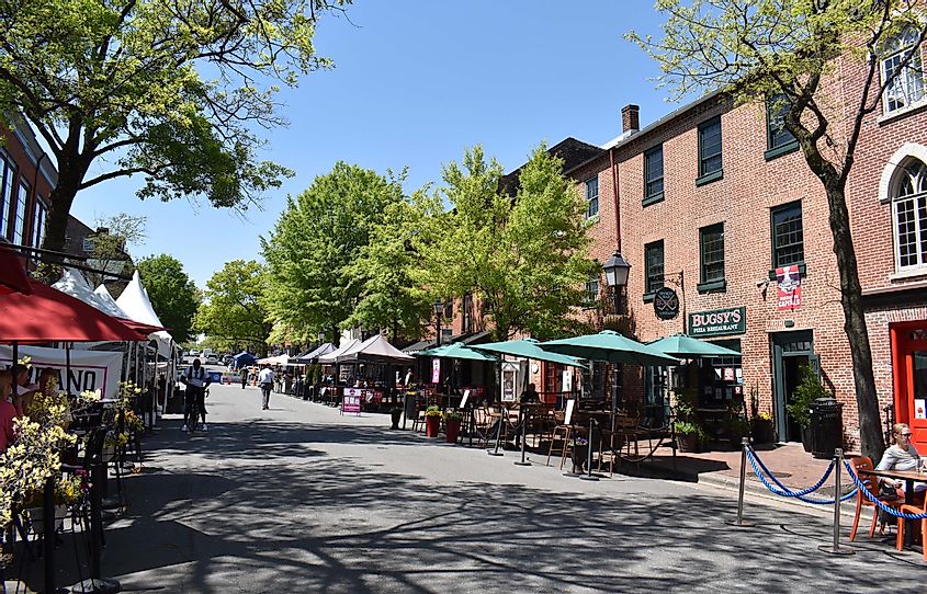 King Street Shopping District Near the Waterfront in Old Town Alexandria, via Foolish Productions / Shutterstock.com