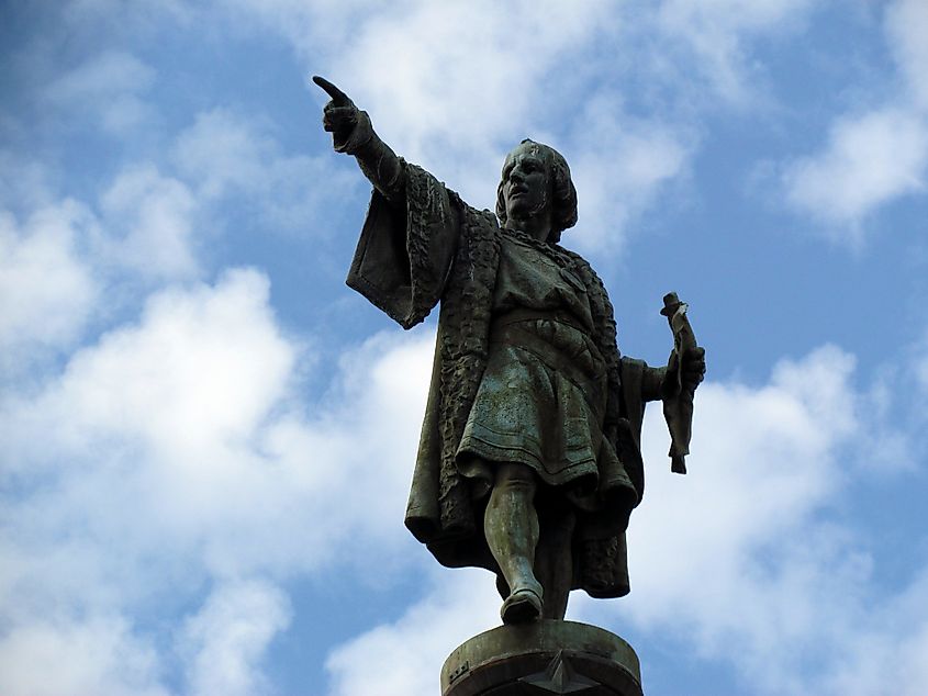 A monument to Christopher Columbus in Barcelona, Spain, commemorating the navigator whose 1492 voyage initiated sustained contact between the Old World of Afro-Eurasia and the New World of the Americas.