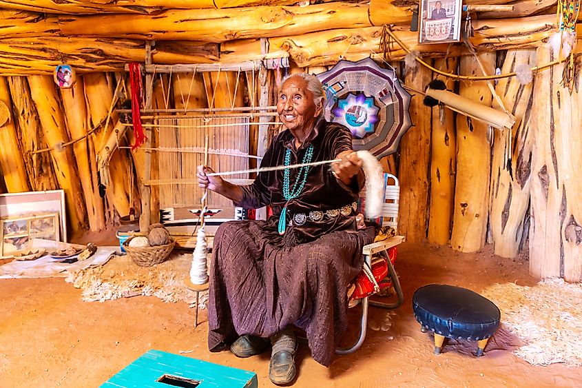 Old Navajo woman in Navajo nation reservation at Monument Valley, Arizona, USA