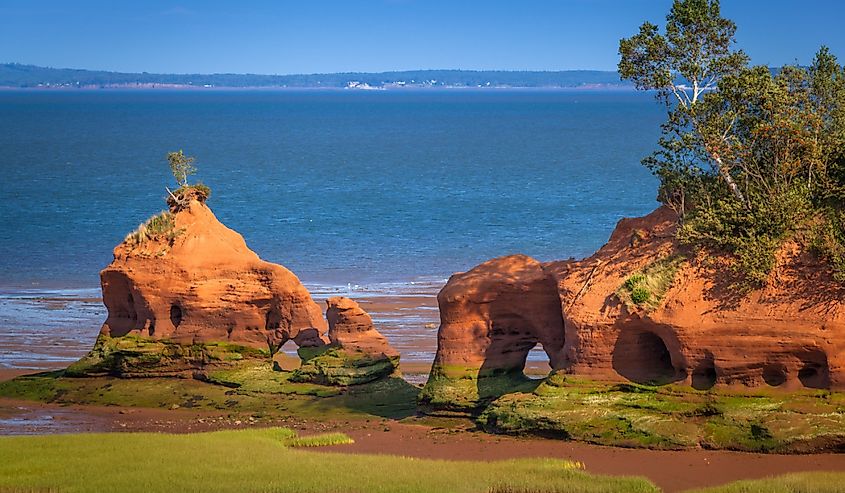 Sandstone formations near Paddy's Island, in North Medford, Bay of Fundy, Nova Scotia, Canada.