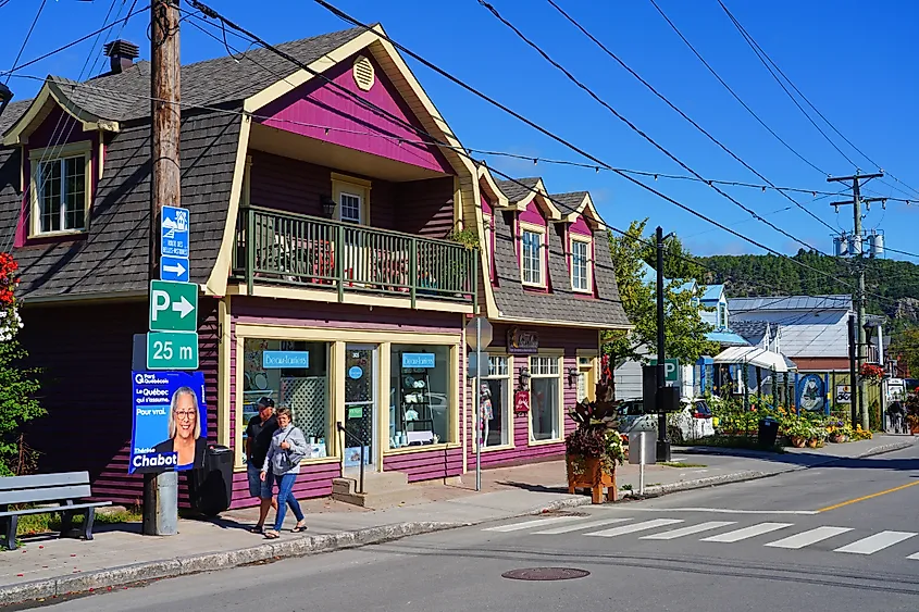 View of the village of Saint-Sauveur, a resort town in the heart of the Laurentians tourist region in Quebec, Canada. Editorial credit: EQRoy / Shutterstock.com