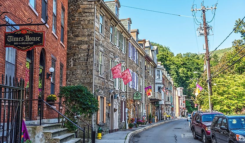  Historic row homes with shops on Race St. in Jim Thorpe.