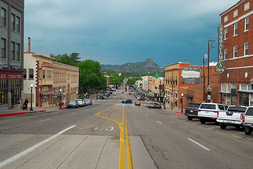 The scenic downtown area of Prescott, Arizona.