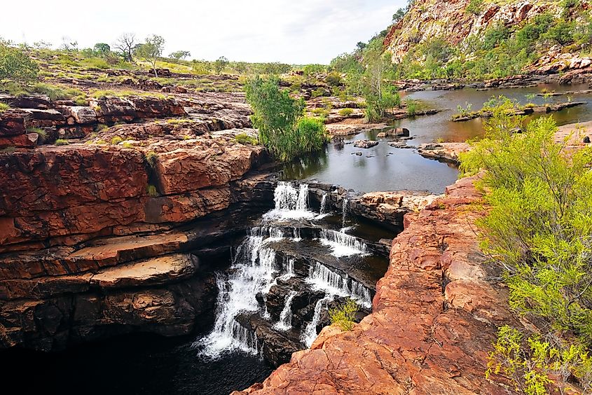 The Spectacular Cascading Waterfall at Bell Gorge just east of Derby, the gateway to the Outback.