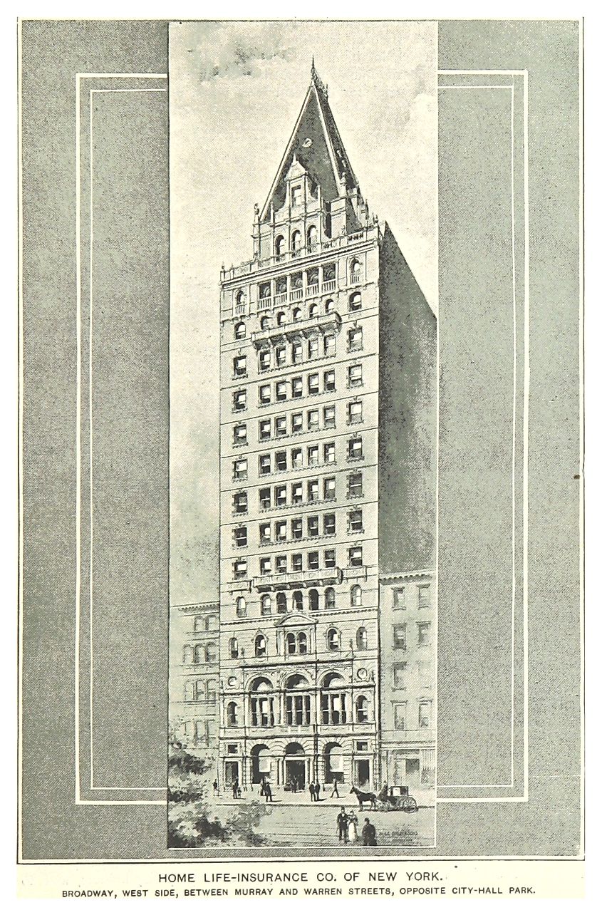 The Home Life-Insurance Building was one of the first skyscrapers in the USA. Image Credit: Wikimedia Commons, "Page 681 of King’s Handbook of New York City, 1893"
