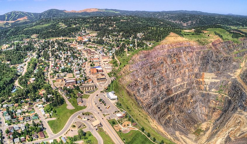 Aerial view of Lead in the Black Hills of Western South Dakota