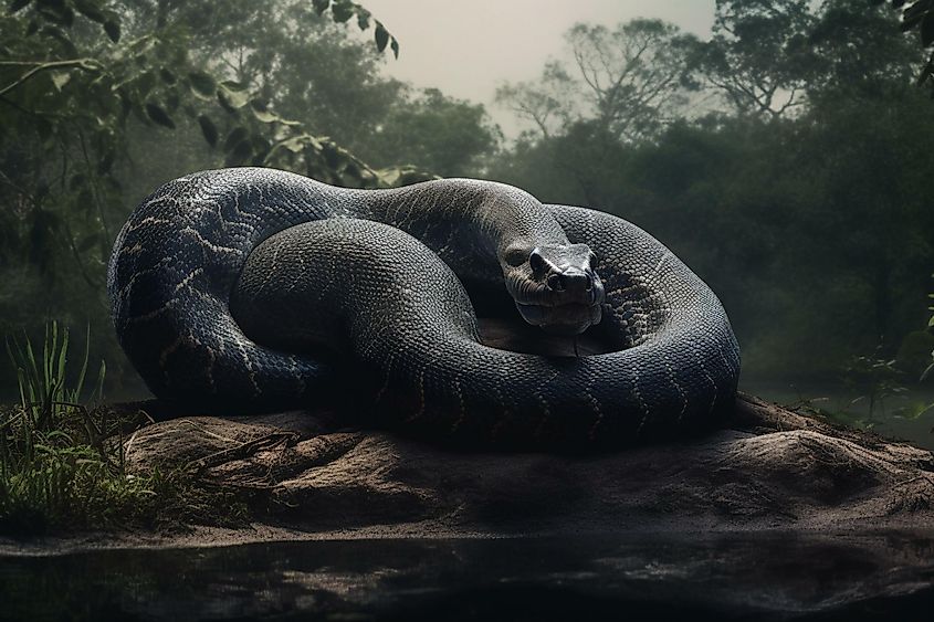 image of Titanoboa, the biggest snake ever.