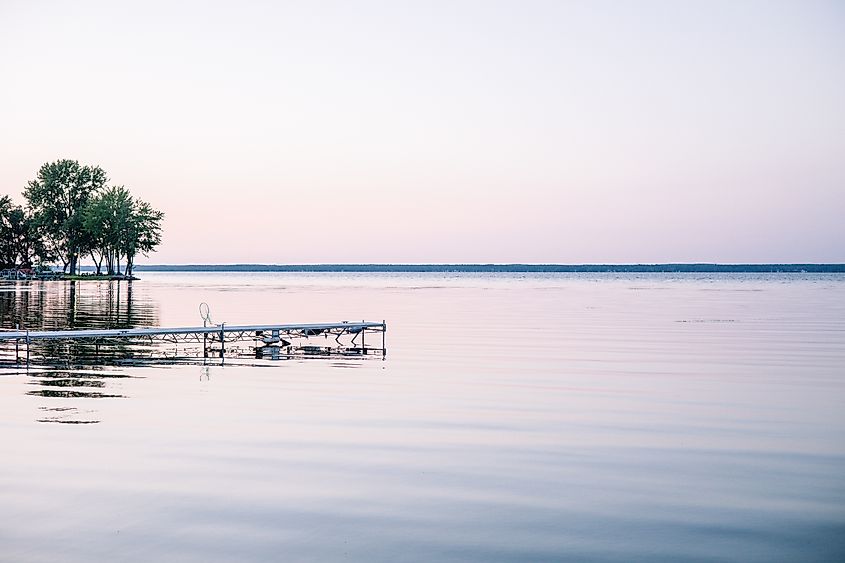 A purple sunset on the shoreline of Oneida Lake.