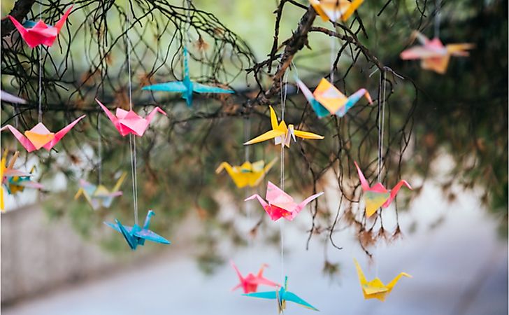 Origami cranes on the tree