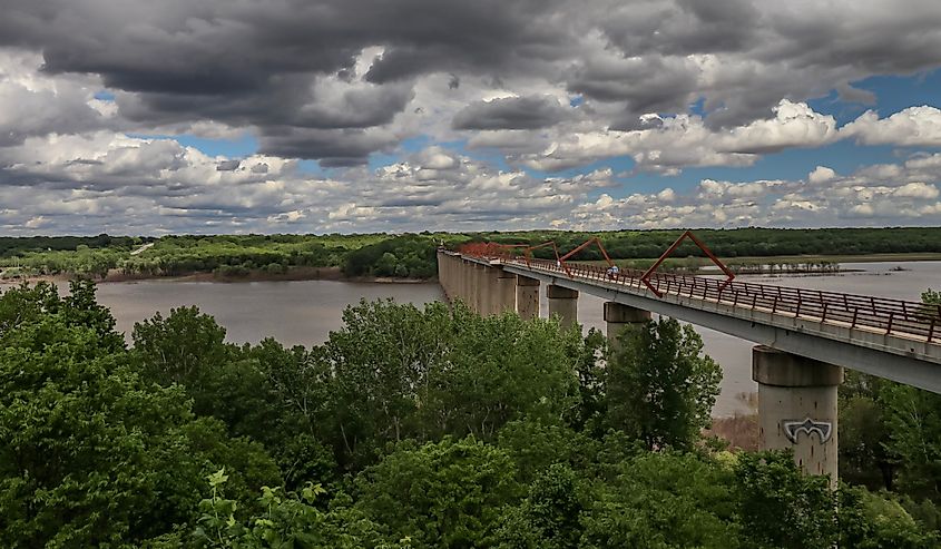 View of the High Trestle bridge in Madrid, Iowa