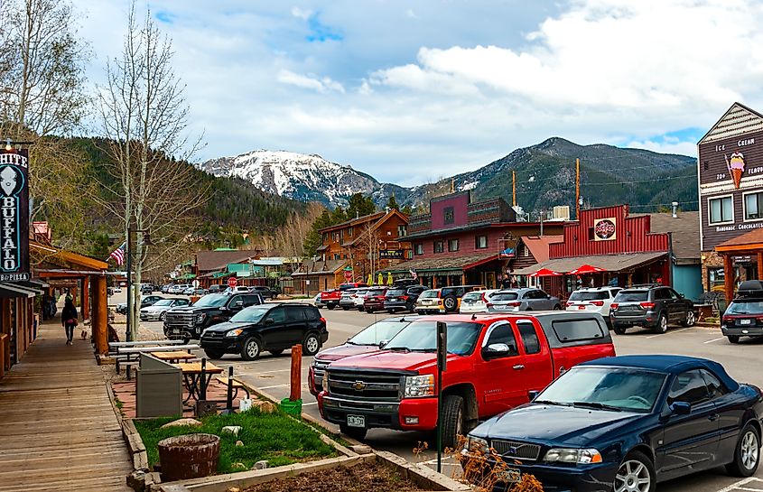 The downtown area of Grand Lake, Colorado.