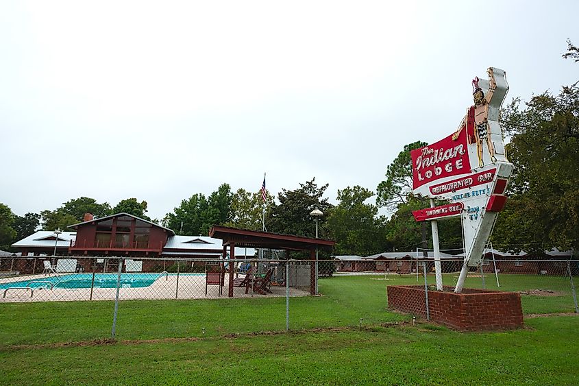 Morning clouds at the historic Indian Lodge in Wagoner, Oklahoma
