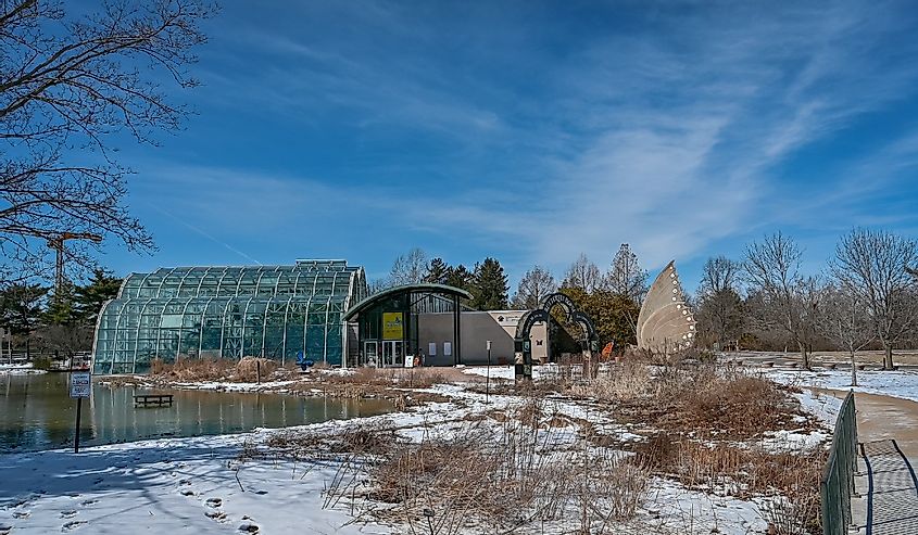 The Butterfly House landscape photo with light snow on the ground