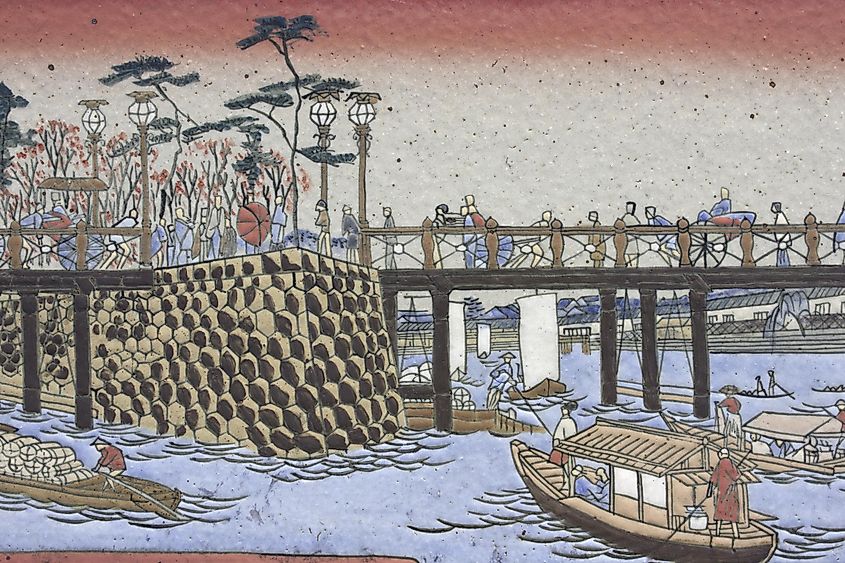 An Edo-Era Bridge in Japan, illustration. Image Source: Shutterstock
