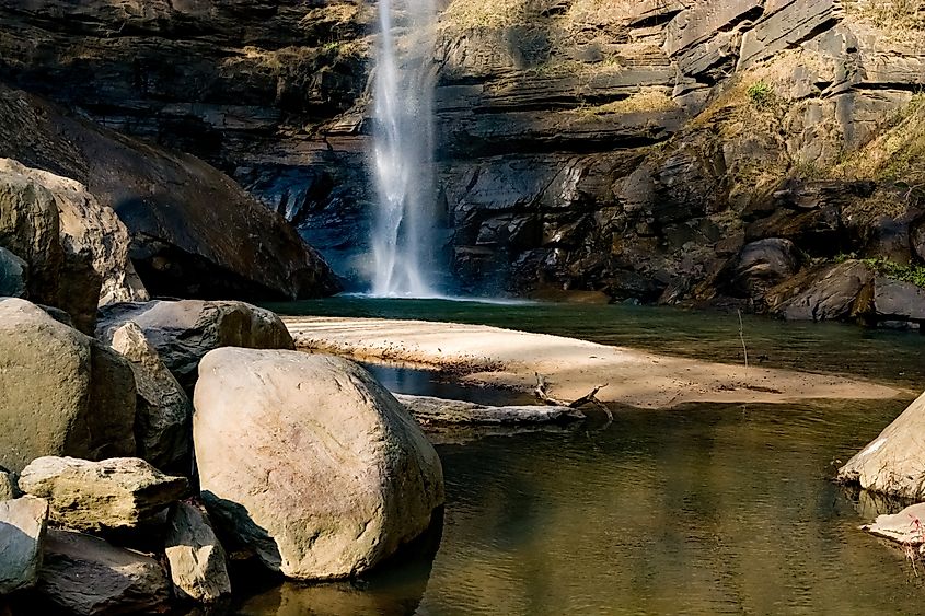 A sand bar at Toccoa Falls.