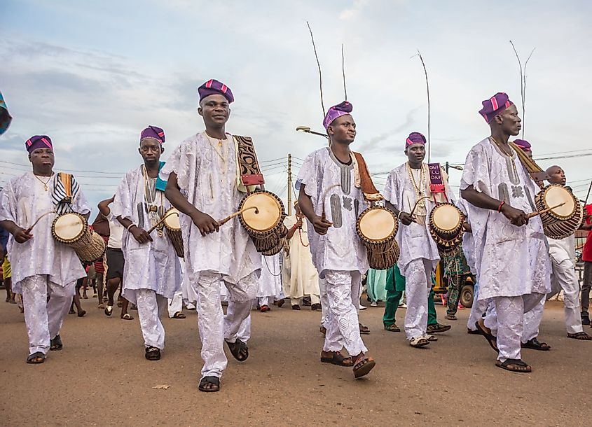drummers parading on the streets during celebrations in Nigeria
