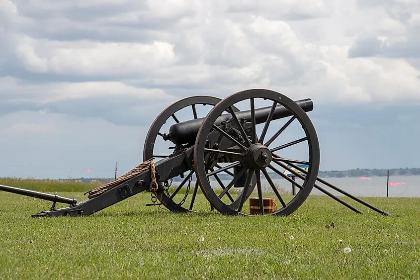A replica cannon at Fort Stevenson in North Dakota.